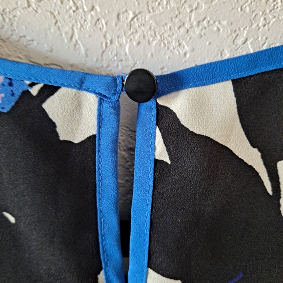 Worthington Blue and Black Sheer Floral Blouse - Picture 6 of 6